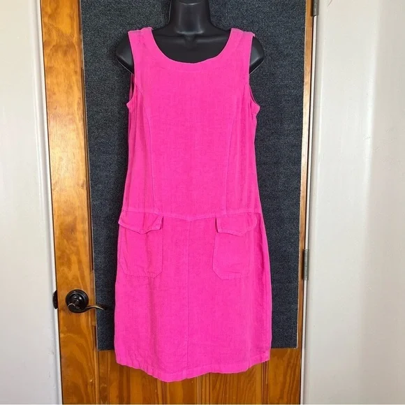 Boston Proper 100% Linen Pink Sleeveless Sheath Cargo Dress Women's Size XS - Picture 8 of 8